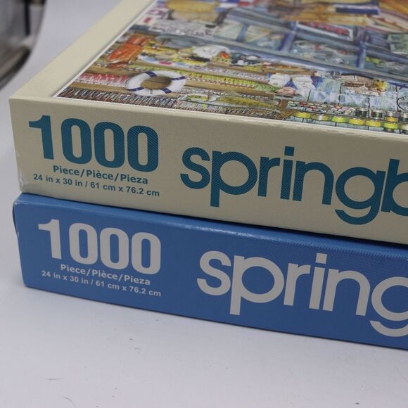 Springbok 1000 pc Puzzles Lot 2 Groovy Records and Bait Shop Fathers Day - Picture 2 of 11